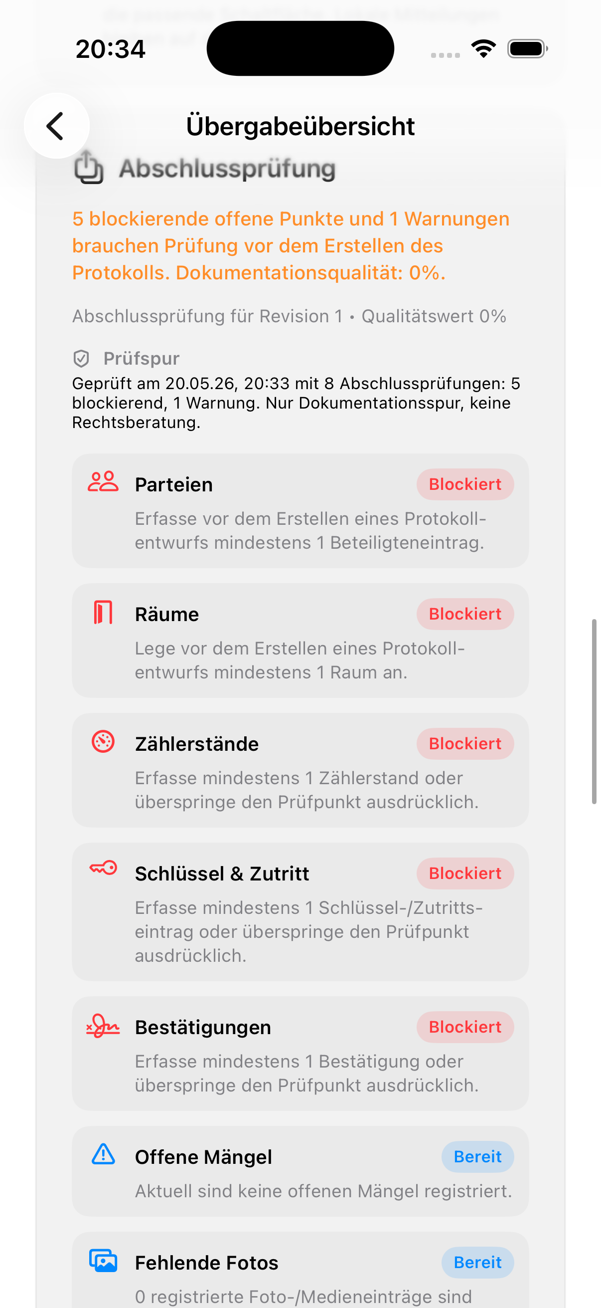 KeyClear Abschlussprüfung mit offenen Punkten